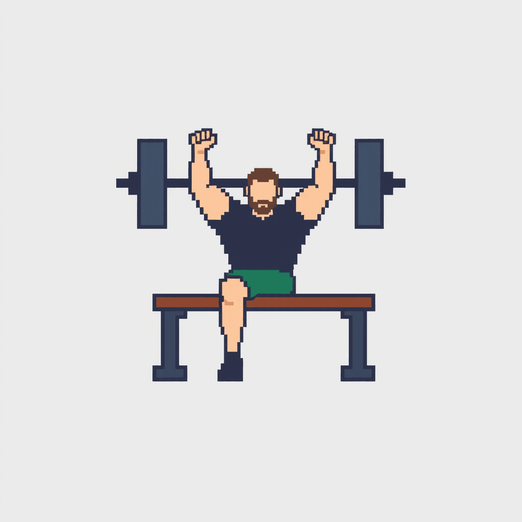 Create a minimal pixelart icon of a person doing bench press