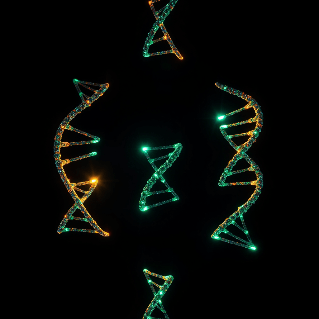 more visible DNA structures
slightly brighter
symmetrical layout