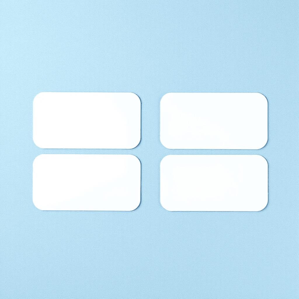 slightly brighter
A professional lotto board template, top-down flat design.
STRICT layout:
Place exactly 4 white rectangles in a 2x2 grid.
All rectangles must be identical size and perfectly aligned.
Even spacing between them.
Centered on the canvas.
Each rectangle:
- pure white
- rounded