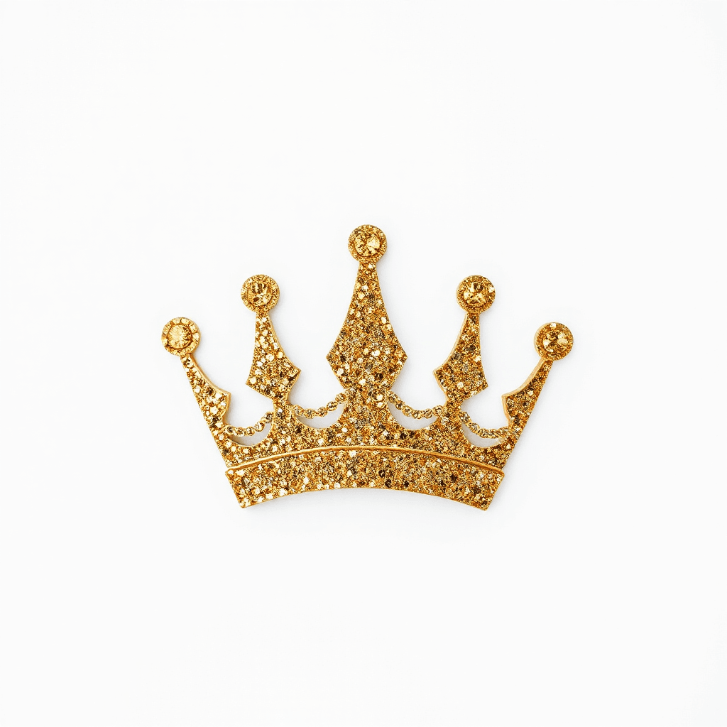 mache schriftzug innovativ und mache eine goldene krone auf das i, in minimal style