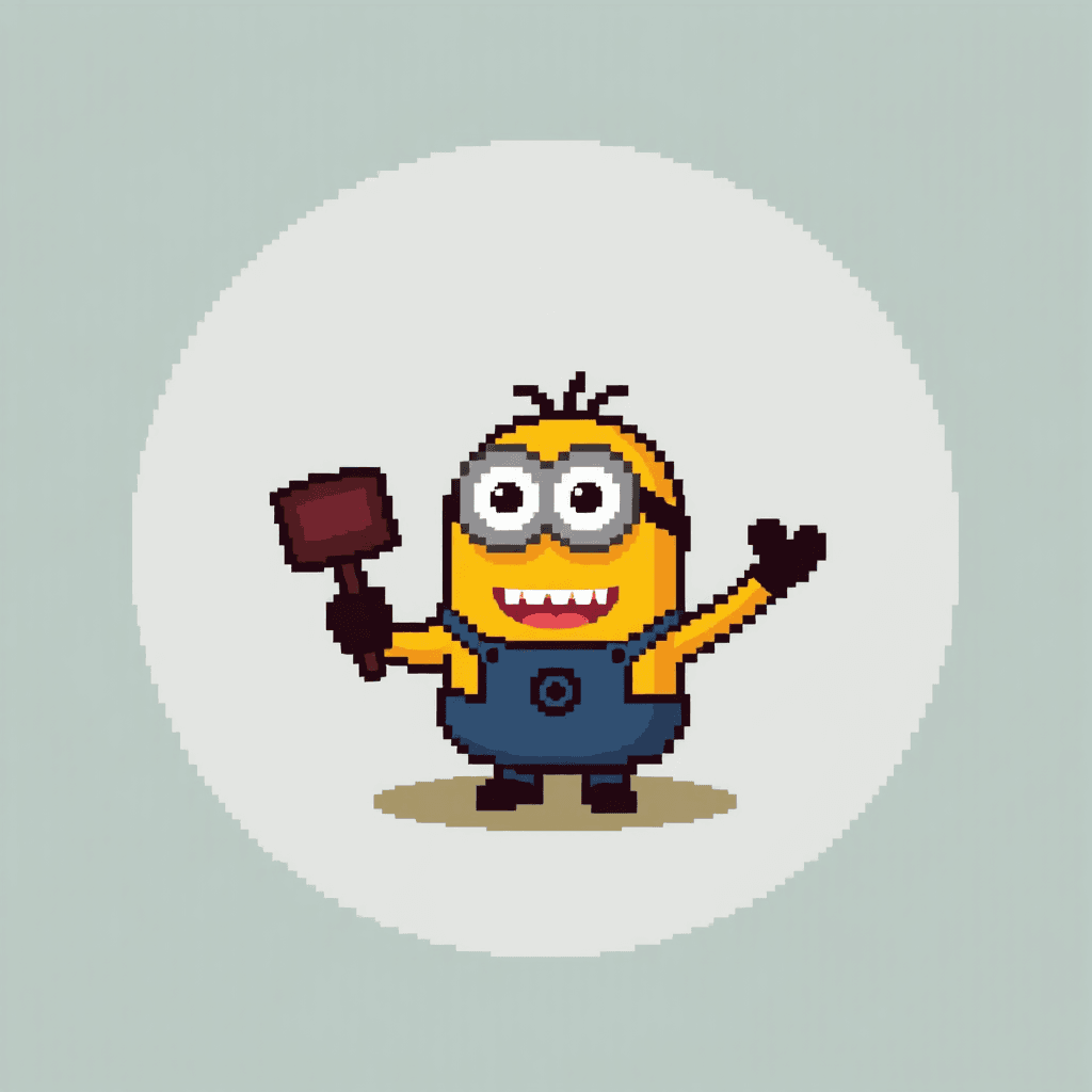 Minions , in pixel-art style