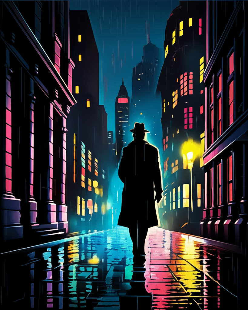 Noir-style cityscape